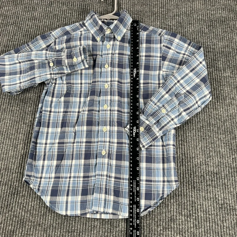 Ralph Lauren Shirt Boys Small Blue Plaid Long Sleeve Button Down Casual School